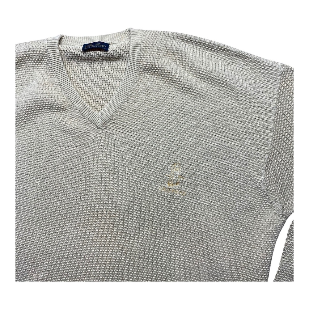 Peter Scott Sweater Mens V Neck Knit Waffle Texture Made In Scotland Size 2x